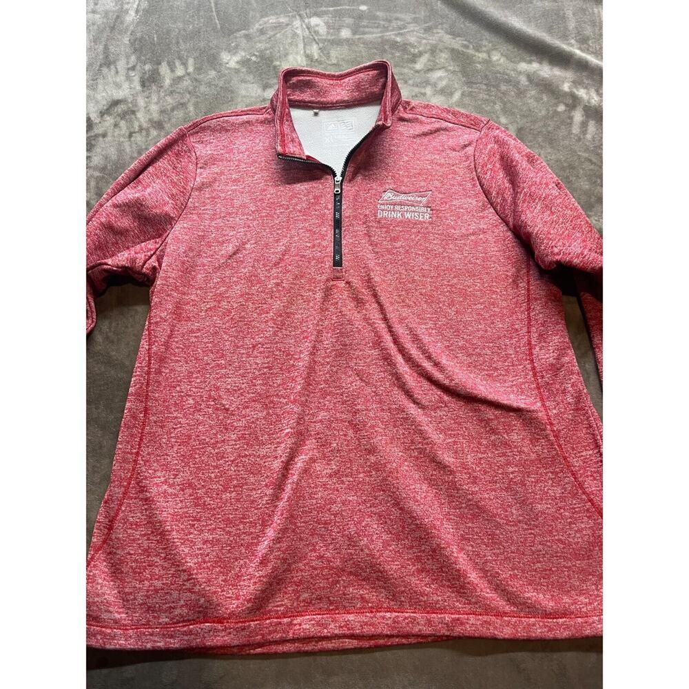 Adidas Womens 1/4‎ Zip Pullover Jacket Size XL Red Budweiser